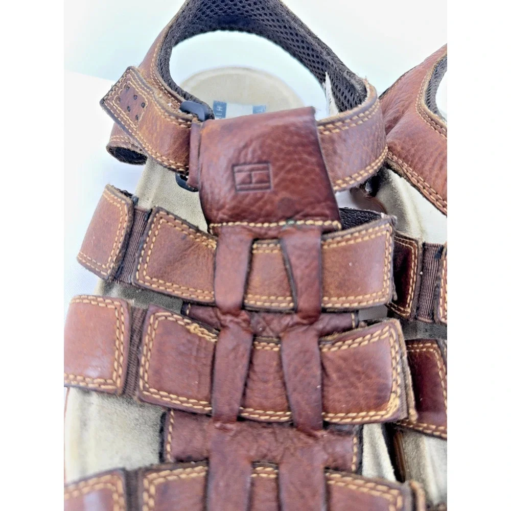 Early 2000s Tommy Hilfiger Brown Leather Fisherman Sandals Adjustable 11.5
